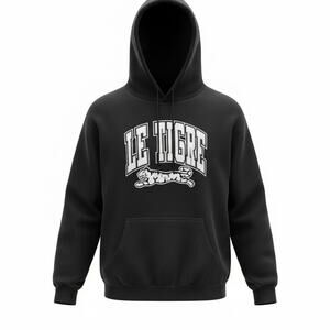 Le Tigre Digby Pullover Men's XXL Black Sweatshirt Athletic Tiger Logo Hoodie